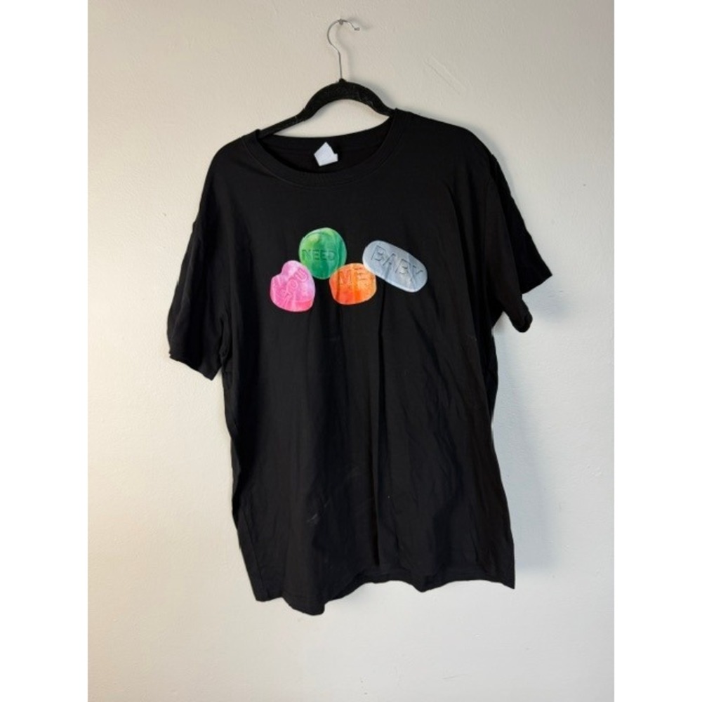 Haloo Black Graphic T-Shirt You Need Me Baby Pills Cotton Tee 2XL